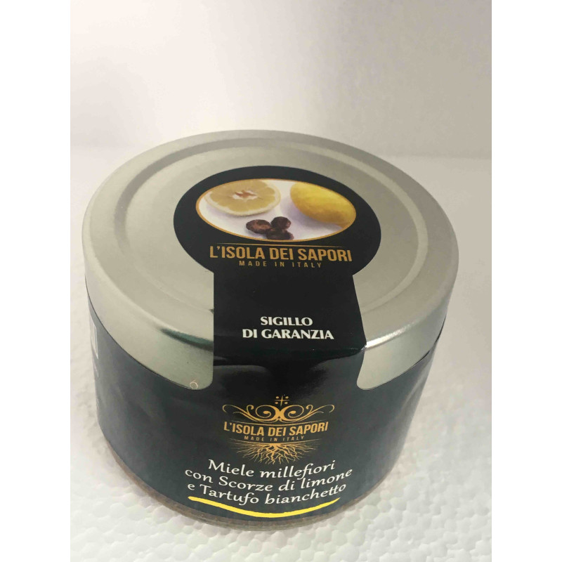 Miele millefiori con scorza di limone e tartufo bianchetto - L'isola dei Sapori Miele millefiori con scorza di limone e tartufo bianchetto - L'isola dei Sapori