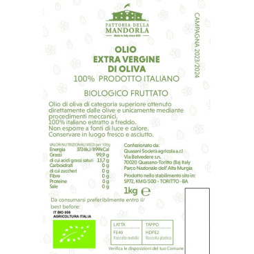 Olio Extra Vergine di Oliva 100% Bio - Fattoria della Mandorla