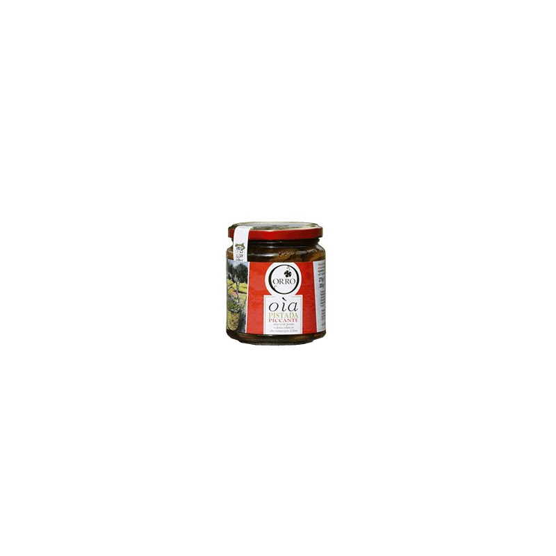 Würzige Oia Pistada (Oliven in nativem Olivenöl extra zerstoßen) – Famiglia Orro Würzige Oia Pistada (Oliven in nativem Olivenöl extra zerstoßen) – Famiglia Orro