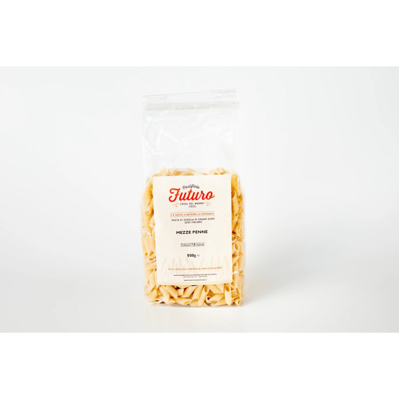 Mezze Penne - Pasta di Grano Duro - Prodotta da IDM Casal Del Marmo - Prodotta nel Lazio - Pacco da 500 g - Pastificio Futuro Mezze Penne - Pasta di Grano Duro - Prodotta da IDM Casal Del Marmo - Prodotta nel Lazio - Pacco da 500 g - Pastificio Futuro