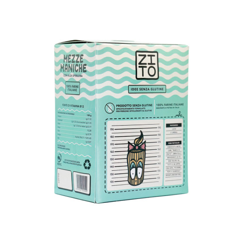 Mezze Maniche Spirulina - Pasta Senza Glutine con Farina di Spirulina- Prodotta nel Lazio - Pacco da 250 g - Pasta Zito