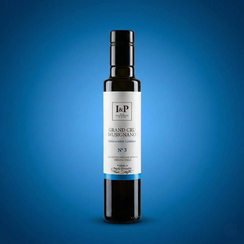 N°3 - Grand Cru Musignano - Caninese - Huile d'Olive Vierge Extra - Produit typique du Latium - Bouteille de 250 ml - I & P N°3 - Grand Cru Musignano - Caninese - Huile d'Olive Vierge Extra - Produit typique du Latium - Bouteille de 250 ml - I & P