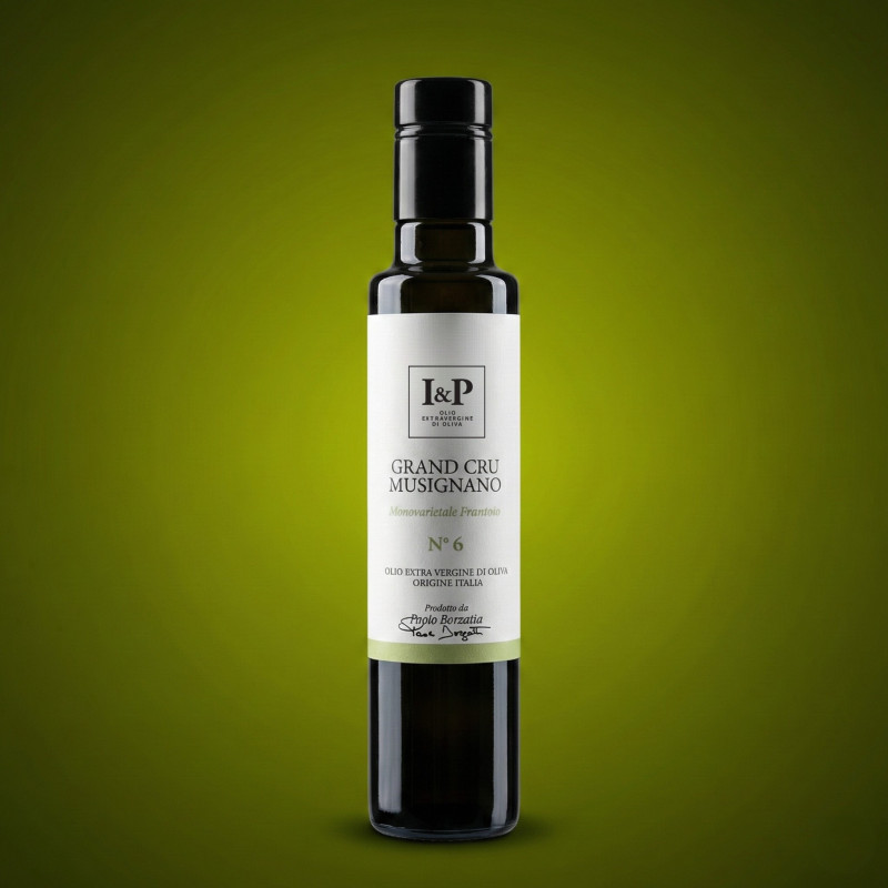 N° 6 Grand Cru Musignano - Frantoio - Natives Olivenöl Extra - Typisches Produkt aus dem Latium - 250-ml-Flasche - I & P N° 6 Grand Cru Musignano - Frantoio - Natives Olivenöl Extra - Typisches Produkt aus dem Latium - 250-ml-Flasche - I & P