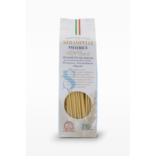 Spaghetti Quadrati - Pasta di Grano Duro - Prodotto Tipico Italiano - Prodotto nel Lazio - Pacco da 500 g - Strampelli