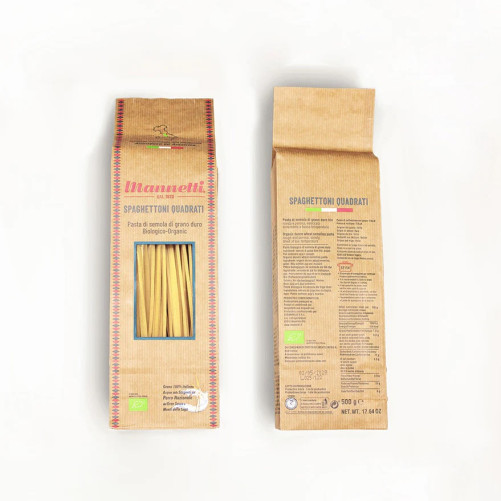BIO Square Spaghettoni – Organic Durum Wheat Pasta – Produced in Lazio – 500 g Pack – Pasta Mannetti