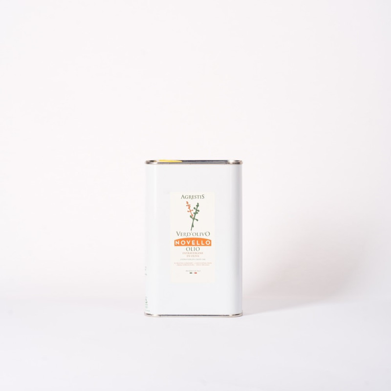 Verd’Olivo Novello - Huile d’Olive Extra Vierge - Extraite à Froid - Produit Typique Sicilien - Bidon de 1 L - Agrestis Verd’Olivo Novello - Huile d’Olive Extra Vierge - Extraite à Froid - Produit Typique Sicilien - Bidon de 1 L - Agrestis