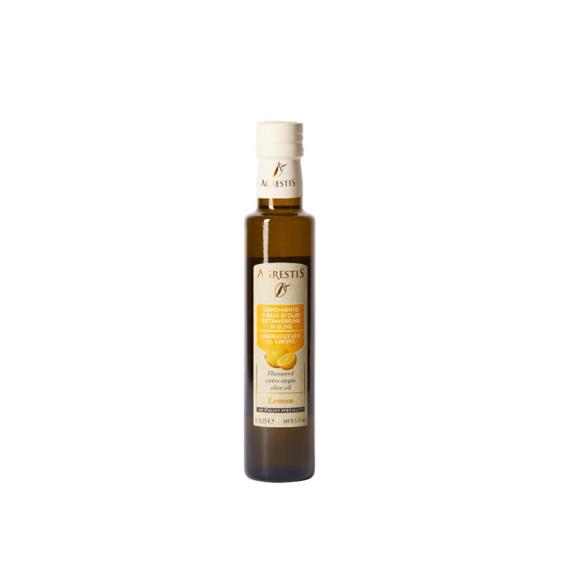 Lemon Flavoured Extra Virgin Olive Oil - Cold Extracted - Produced in Sicily - 250 ml Bottle - Agrestis Lemon Flavoured Extra Virgin Olive Oil - Cold Extracted - Produced in Sicily - 250 ml Bottle - Agrestis