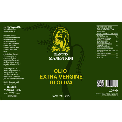 Olio Extravergine di Oliva - Olio EVO - Estratto a Freddo - Prodotto a Brescia - Bottiglia da 500 ml - Frantoio Manestrini