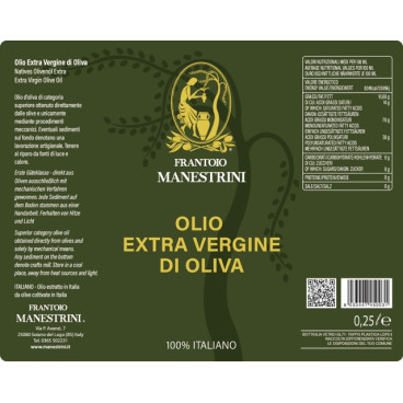Natives Olivenöl Extra - EVO-Öl - Kalt extrahiert - Hergestellt in Brescia - 250-ml-Flasche - Frantoio Manestrini