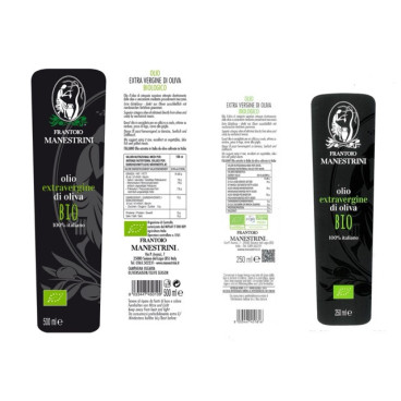 BIO Natives Olivenöl Extra – Kalt extrahiert – Hergestellt in Brescia – 500-ml-Flasche – Frantoio Manestrini