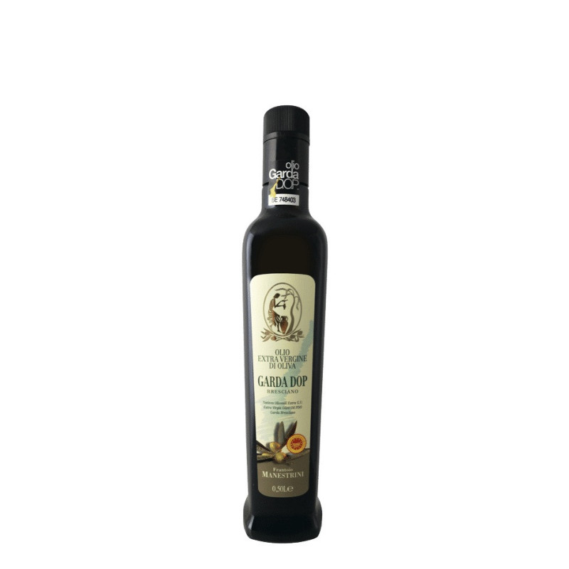 Huile d’olive Garda Bresciano D.O.P. – Huile d’olive vierge extra – Produite à Brescia – Bouteille 500 ml – Frantoio Manestrini Huile d’olive Garda Bresciano D.O.P. – Huile d’olive vierge extra – Produite à Brescia – Bouteille 500 ml – Frantoio Manestrini