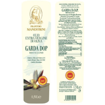 Olio Garda Bresciano D.O.P. - Olio EVO - Estratto a Freddo - Prodotto a Brescia - Bottiglia da 500 ml - Frantoio Manestrini