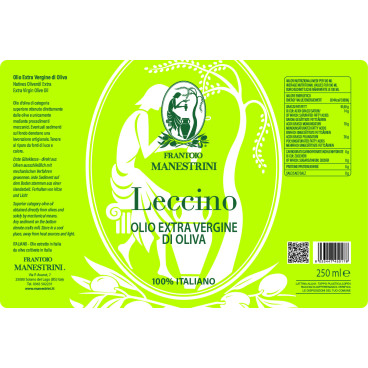 Huile d’olive Monocultivar Leccino – Huile d’olive vierge extra – Produite à Brescia – Bouteille de 250 ml – Frantoio Manestrini