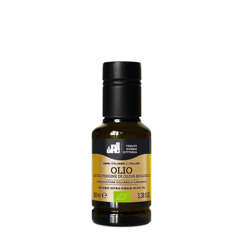 Ogliarola Garganica BIO - Huile d’Olive Extra Vierge - Produit Typique des Pouilles - Bouteille 100 ml - Tenute Donna Vittoria Ogliarola Garganica BIO - Huile d’Olive Extra Vierge - Produit Typique des Pouilles - Bouteille 100 ml - Tenute Donna Vittoria