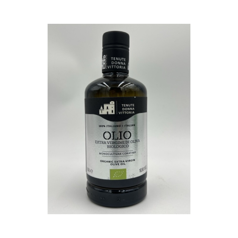 Coratina BIO - Olio Extra Vergine di Oliva - Monocultivar - Prodotto Tipico Pugliese - Bottiglia 500ml - Tenute Donna Vittoria Coratina BIO - Olio Extra Vergine di Oliva - Monocultivar - Prodotto Tipico Pugliese - Bottiglia 500ml - Tenute Donna Vittoria