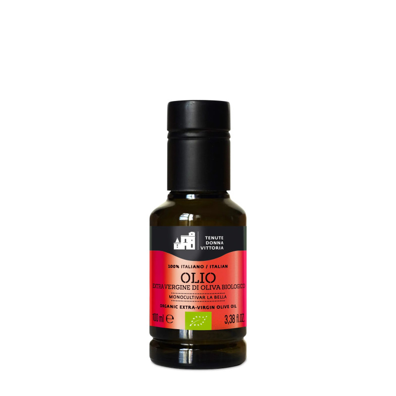 Bella di Cerignola BIO - Olio EVO - Monocultivar - Prodotto Tipico Pugliese - Bottiglia 100ml - Tenute Donna Vittoria Bella di Cerignola BIO - Olio EVO - Monocultivar - Prodotto Tipico Pugliese - Bottiglia 100ml - Tenute Donna Vittoria