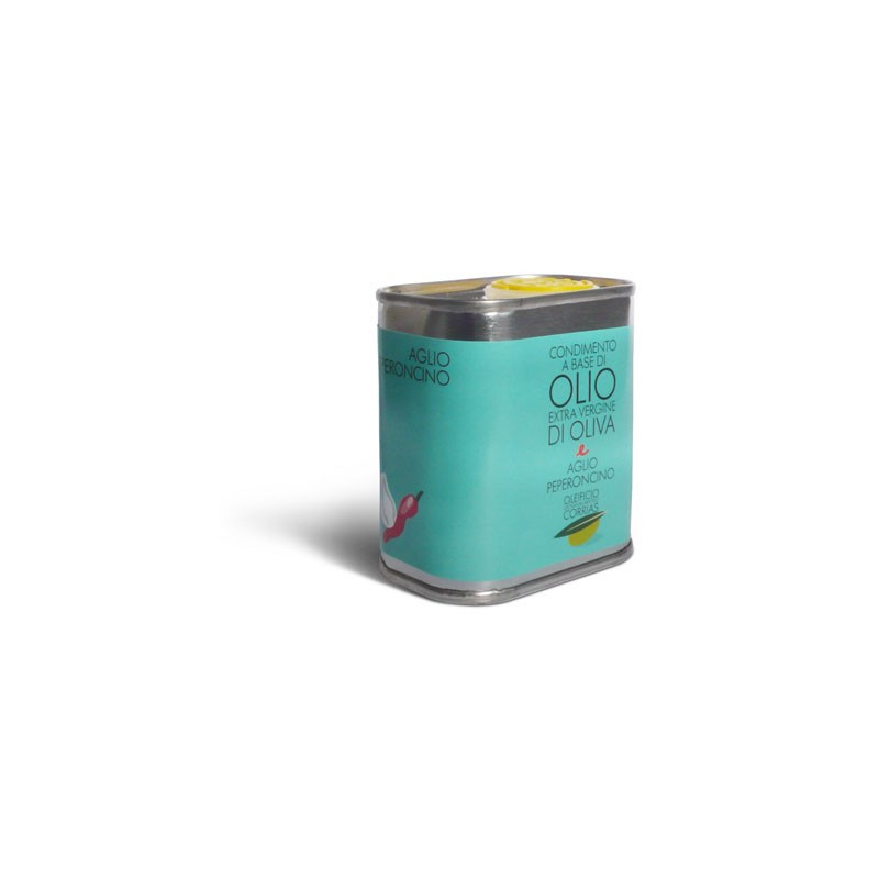Olio extra vergine di oliva, aromatizzato all'aglio e peperoncino - Oleificio Corrias Olio extra vergine di oliva, aromatizzato all'aglio e peperoncino - Oleificio Corrias