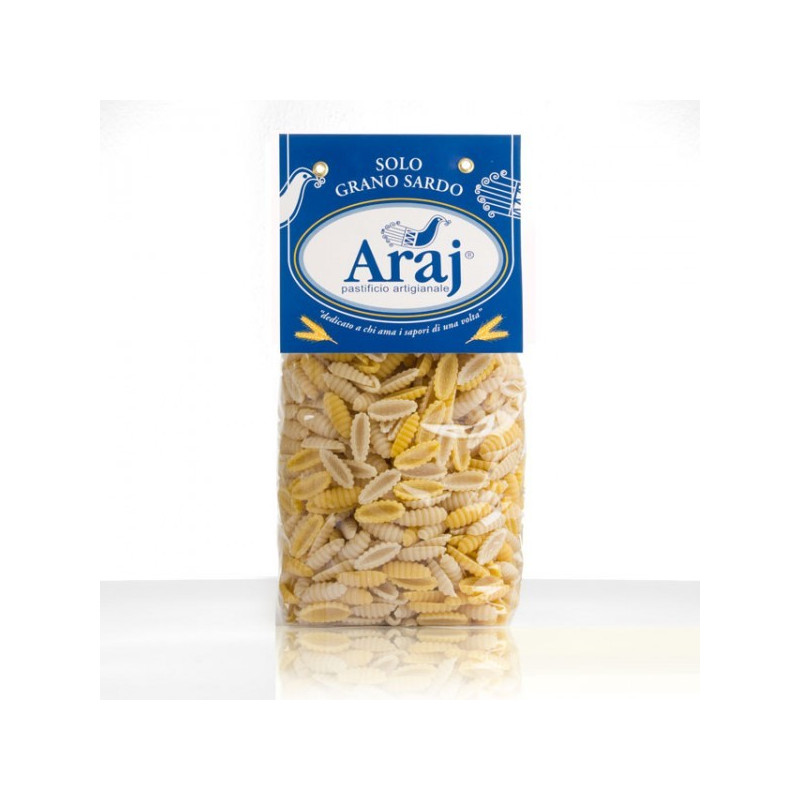 Malloreddus Rustici Zafferano - Pasta di Grano Duro - Prodotto Tipico Sardo - Pacco da 500 g - Araj Malloreddus Rustici Zafferano - Pasta di Grano Duro - Prodotto Tipico Sardo - Pacco da 500 g - Araj